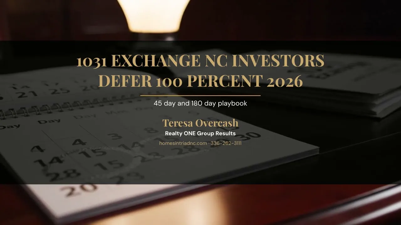 1031 Exchange NC 2026 Poster — Teresa Overcash, Realty ONE Group Results NC