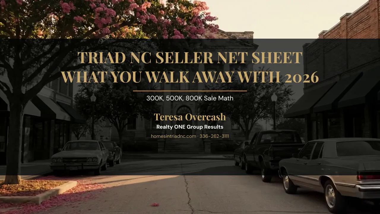 Triad NC Seller Net Sheet Math 2026 — Teresa Overcash, Realty ONE Group Results NC
